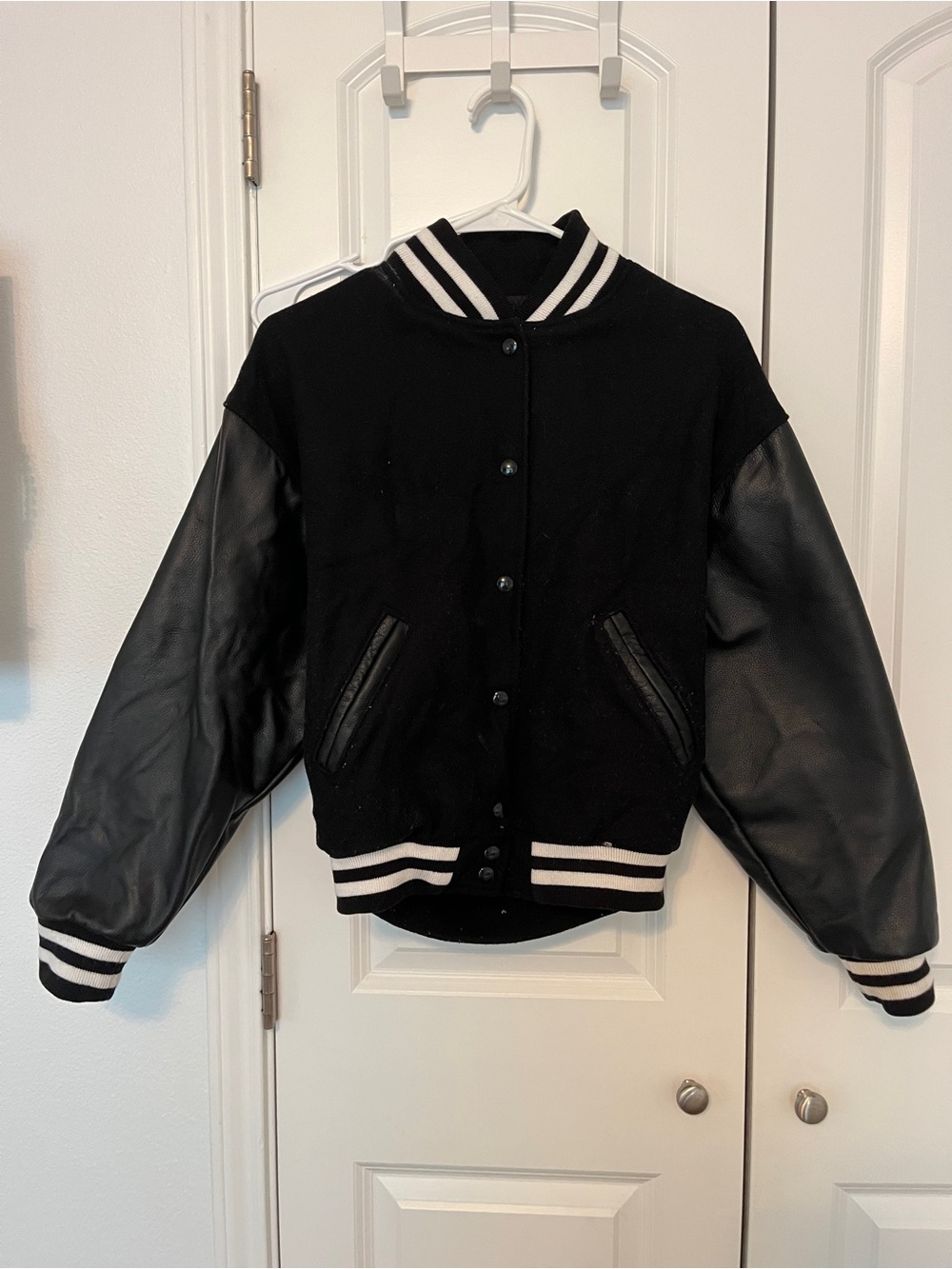 Holloway Black Varsity Jacket with White Stripe Trim